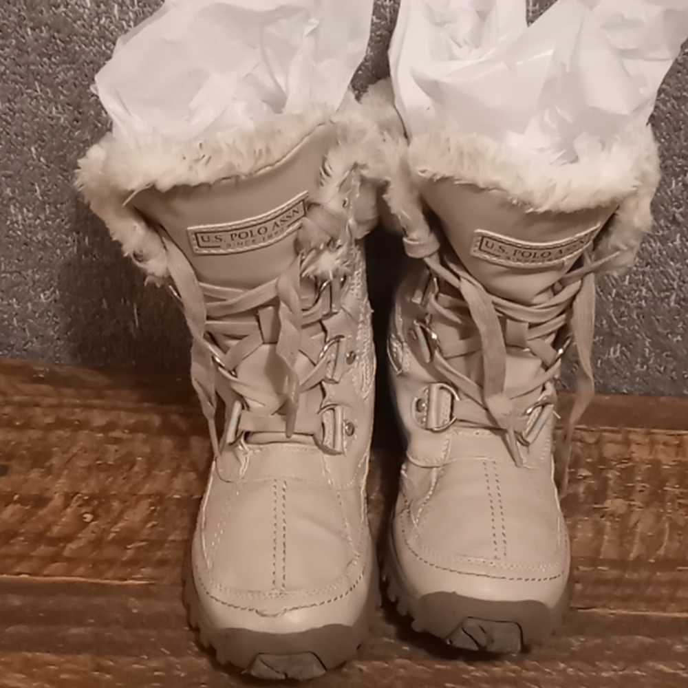US Polo Assn White Winter Boots